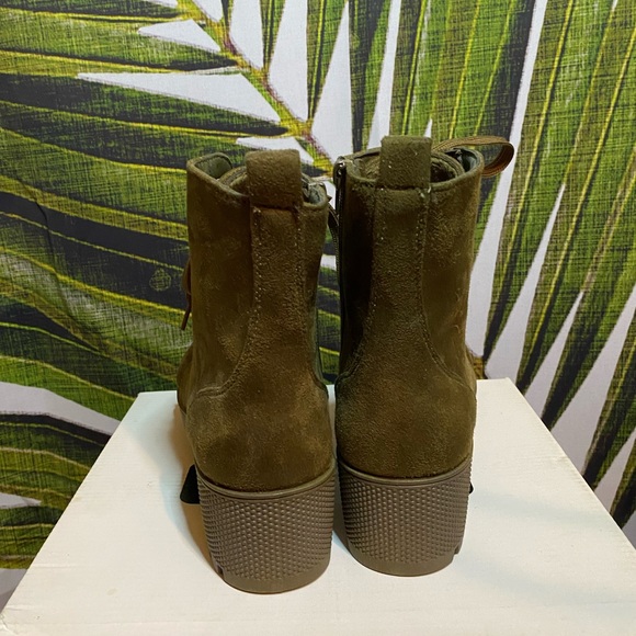 Olive Green Lace Up Boots - Picture 3 of 10